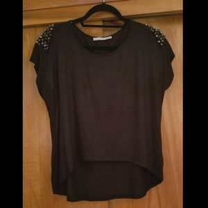 Rolla Coster black tee with studded shoulders